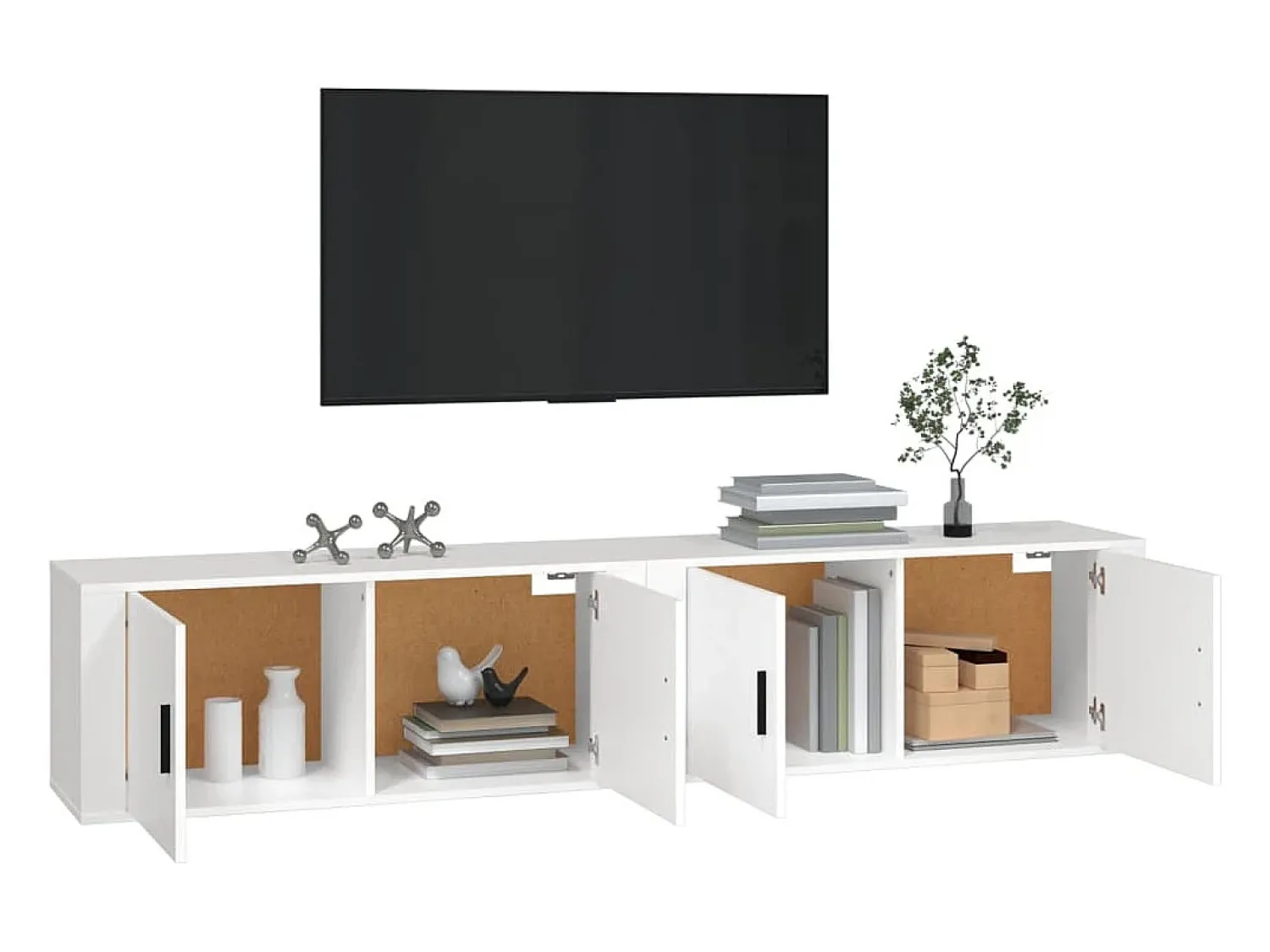 Móvel De Tv| Móveis de TV de parede 2 pcs 100x34,5x40 cm PT762566 Branco