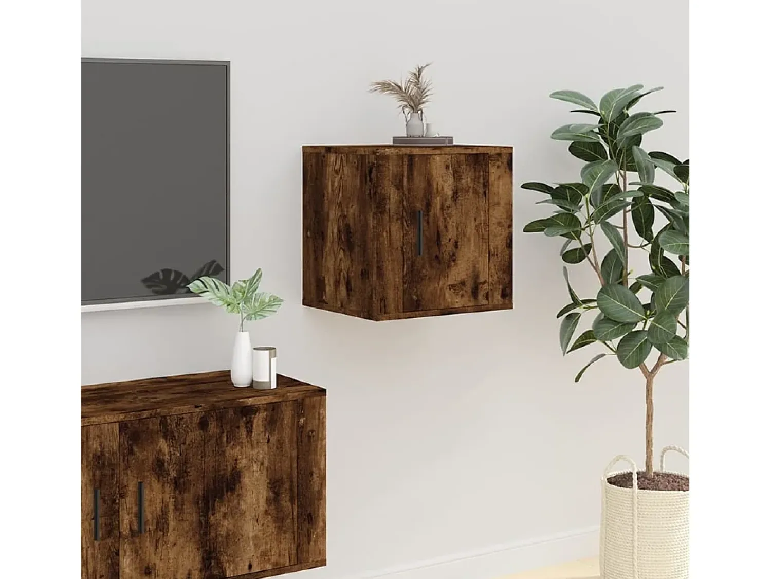 New Móveis de TV de parede 2 pcs 40x34,5x40 cm carvalho fumado PT108879 Castanho