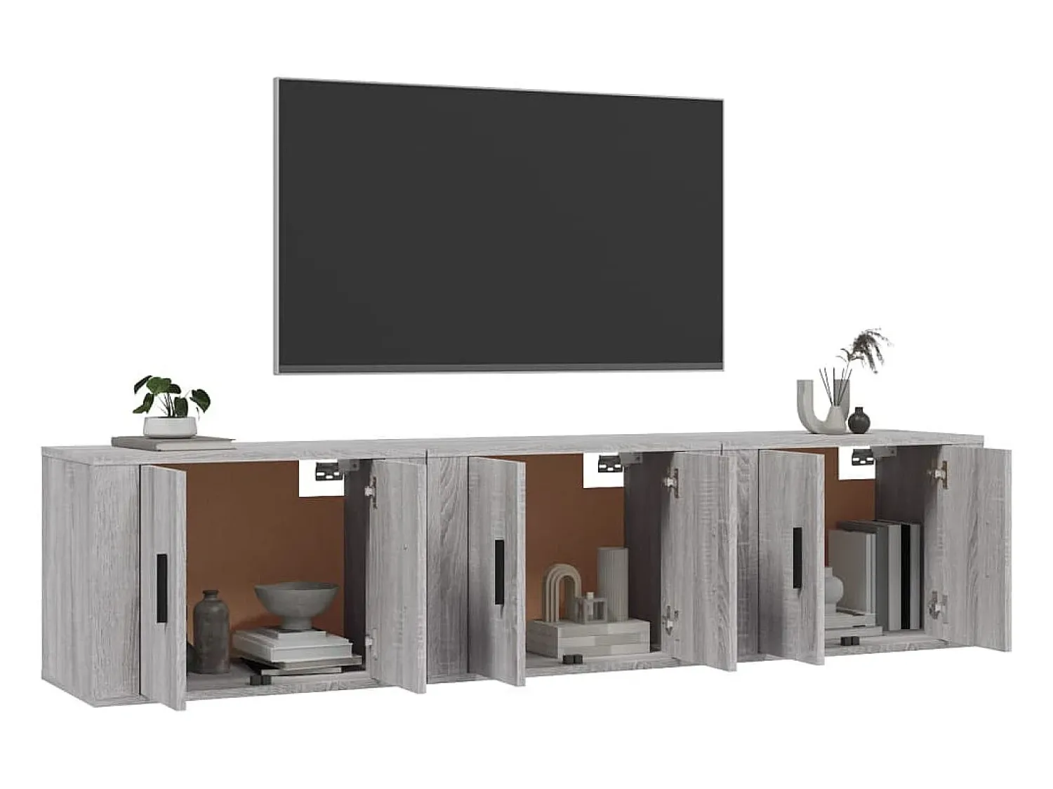 Móvel De Tv| Móveis de TV de parede 3 pcs 57x34,5x40 cm sonoma PT867650 Cinzento