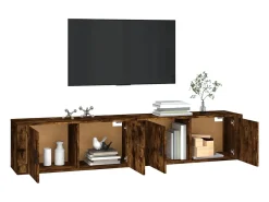 New Móveis de TV de parede 2 pcs 100x34,5x40 cm carvalho fumado PT271463 Castanho