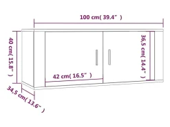 Helloshop26 Móveis de TV de parede prateleira multimídia aparador TV sala de jantar sala de estar quarto 2 peças carvalho fumado 100 x 345 x 40 cm 02_0028978^ Móvel De Tv