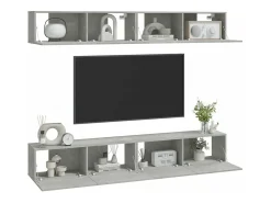 Móvel De Tv| Móveis de TV para parede 4 pcs 100x30x30 cm cinza cimento PT624979 Cinzento