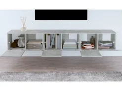 Móvel De Tv|vidaxl Móveis de TV para parede 3 pcs 60x30x30 cm cimento Cinzento