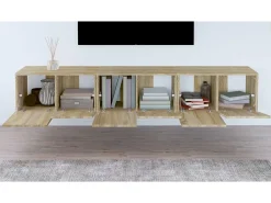 Online vidaxl Móveis de TV para parede 3 pcs 60x30x30 cm carvalho sonoma Castanho
