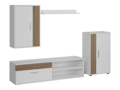 Móveis de TV para sala de estar e sala de jantar em estilo nórdico Kolm em carvalho e branco^ Móvel De Tv