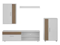 Móveis de TV para sala de estar e sala de jantar em estilo nórdico Kolm em carvalho e branco^ Móvel De Tv