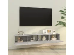 Móvel De Tv* Móveis de TV parede 2pcs 100x30x30cm madeira cinza cimento PT462463 Cinzento