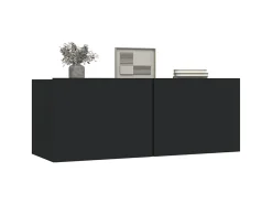 Móvel De Tv| Móveis de TV 2pcs 80x30x30 cm derivados de madeira PT302743 Preto