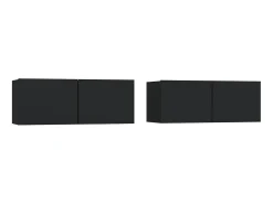 Móvel De Tv| Móveis de TV 2pcs 80x30x30 cm derivados de madeira PT302743 Preto