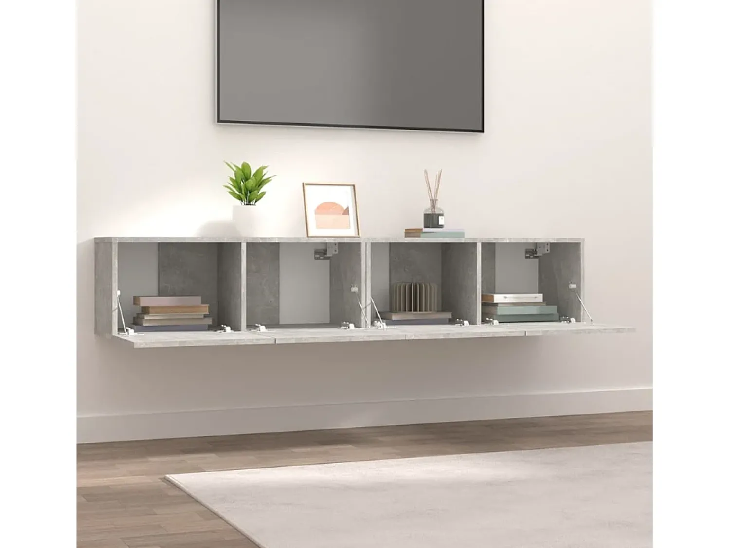 Móveis de TV 2pcs 80x30x30 cm madeira processada cinza cimento PT319241^ Móvel De Tv