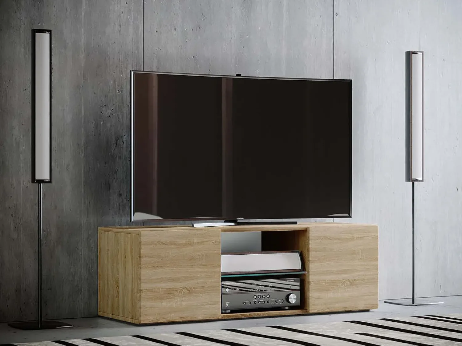 Sale VCM Móveis de TV | Lowboard | Armário de TV | Dimensões A. 40 x L. 115 x P. 36 cm | Fernseh Furniture - Lowina (Sonoma Oak) Multicor