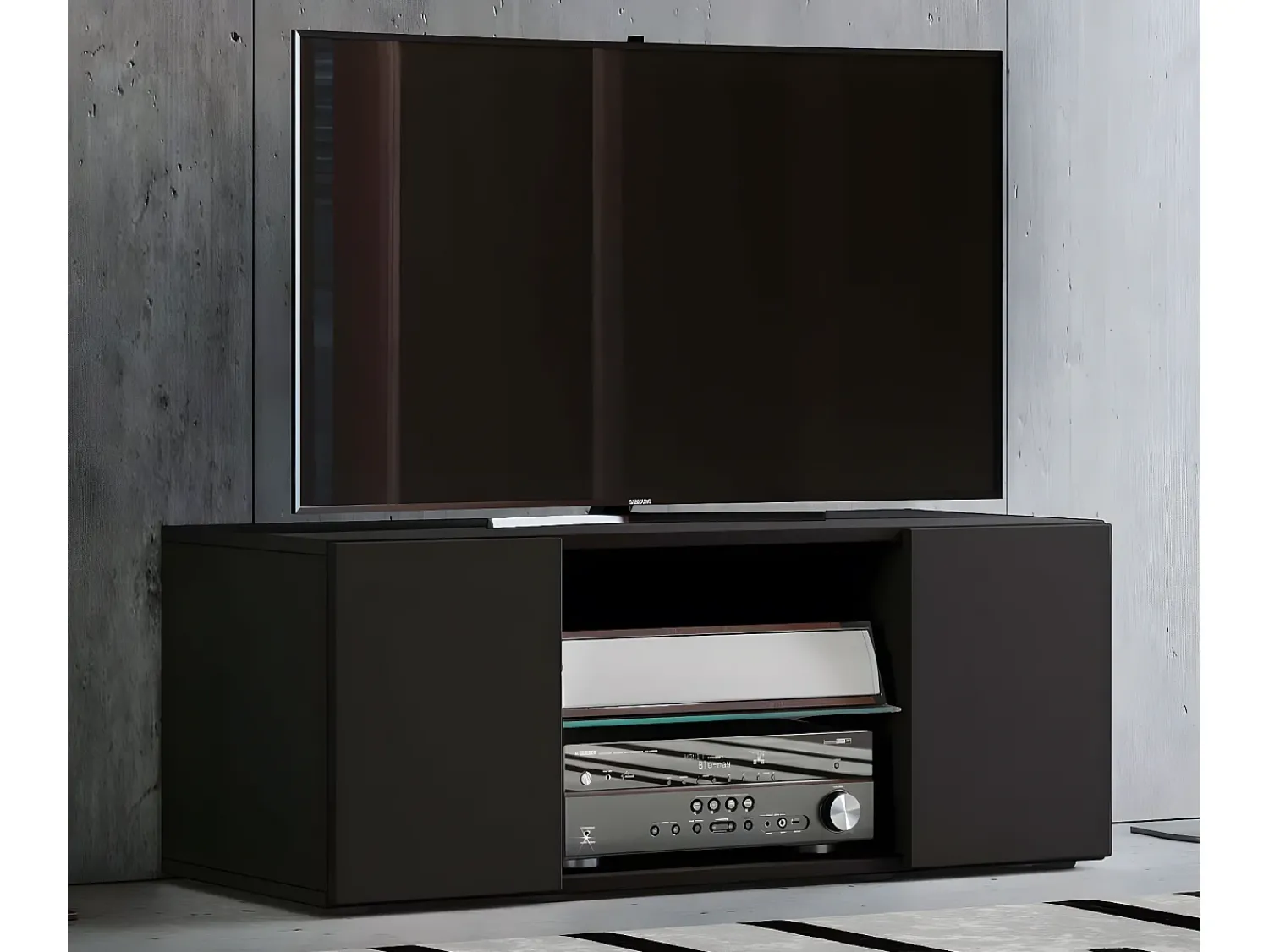 Móvel De Tv|VCM Móveis de TV | Lowboard | Armário de TV | Dimensões A. 40 x L. 95 x P. 36 cm | Fernseh Furniture - Lowina (Preto) Multicor