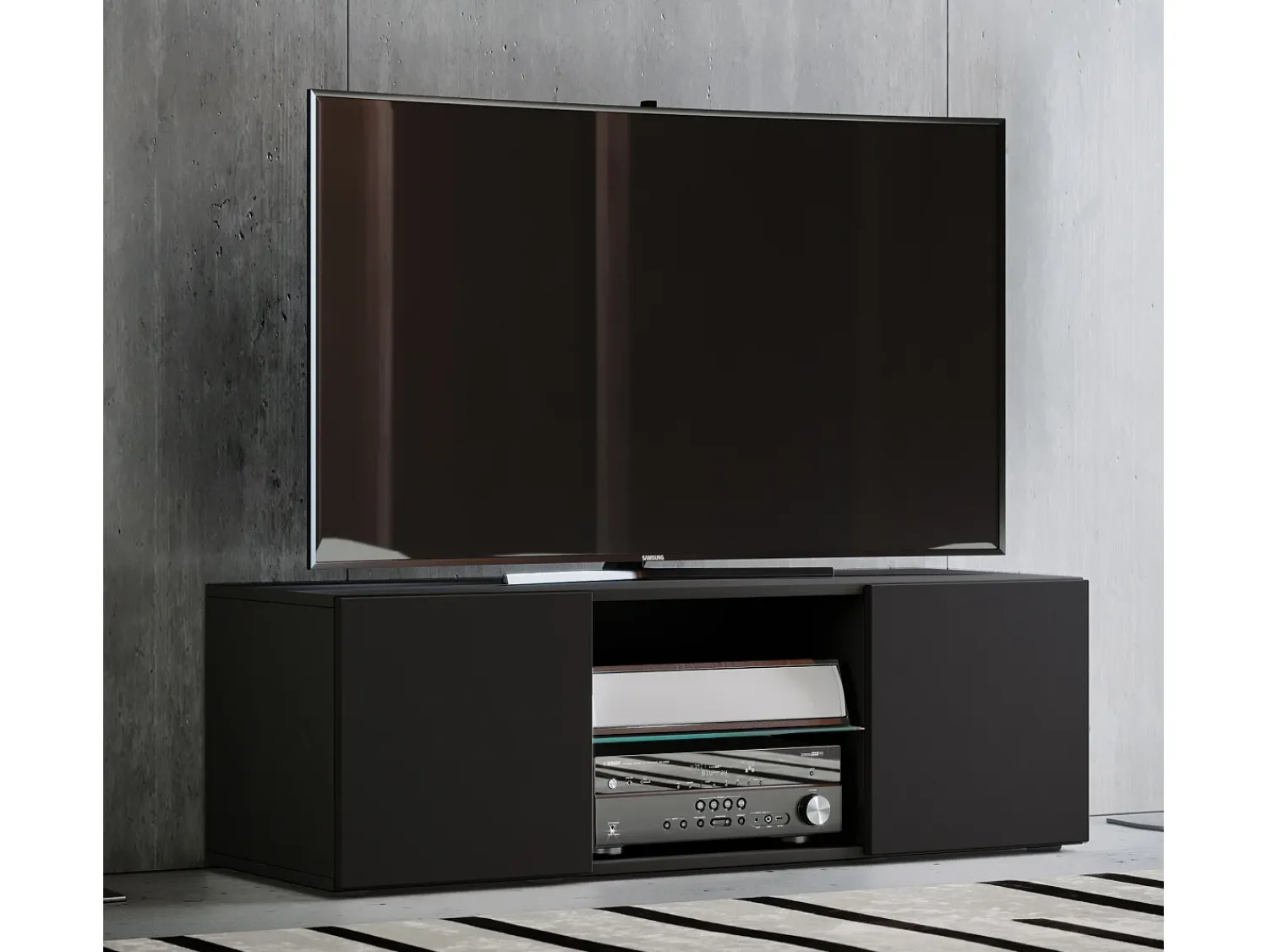 Móvel De Tv|VCM Móveis de TV | Lowboard | Armário de TV | Dimensões A. 40 x L. 95 x P. 36 cm | Fernseh Furniture - Lowina (Preto) Multicor
