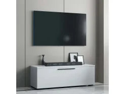 VCM Móveis de TV | Lowboard | Armário de TV com porta dobrável larga | Dimensões A. 39 x L. 115 x P. 40 cm | Fernseh Furniture – Arila M (Branco)^ Móvel De Tv