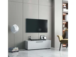 VCM Móveis de TV | Lowboard | Armário de TV com porta dobrável larga | Dimensões A. 39 x L. 115 x P. 40 cm | Fernseh Furniture – Arila M (Branco)^ Móvel De Tv