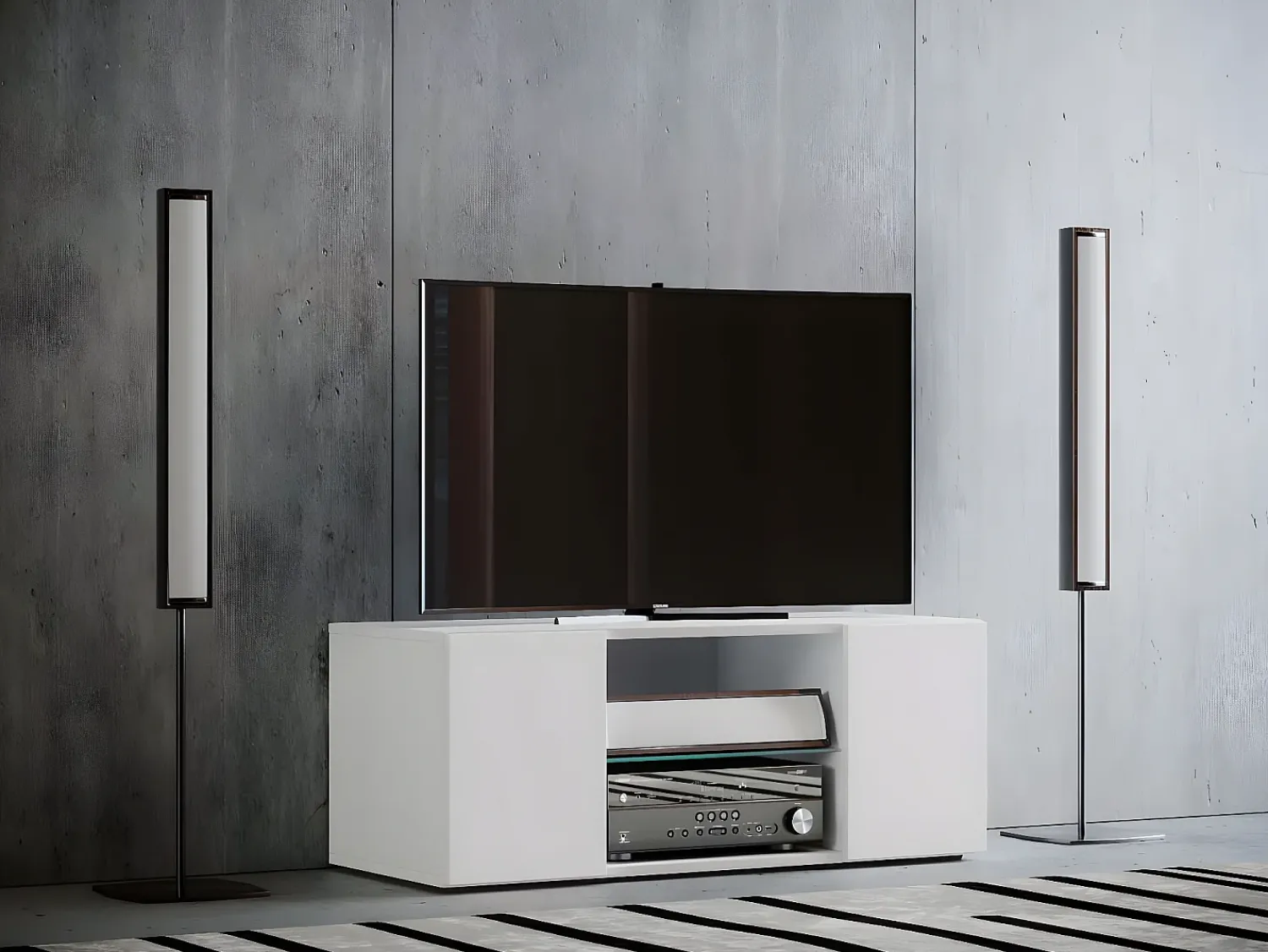 Online VCM Móveis de TV | Lowboard | Armário de TV | Dimensões A. 40 x L. 95 x P. 36 cm | Fernseh Furniture - Lowina (Branco) Multicor