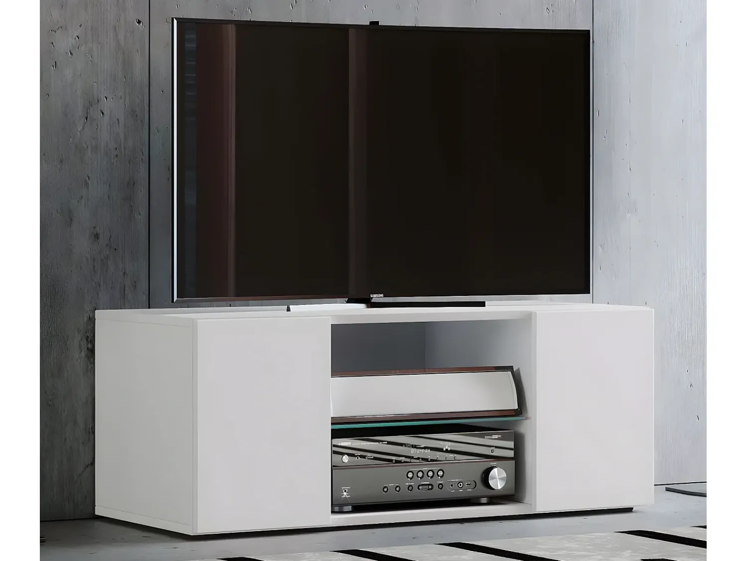 Online VCM Móveis de TV | Lowboard | Armário de TV | Dimensões A. 40 x L. 95 x P. 36 cm | Fernseh Furniture - Lowina (Branco) Multicor