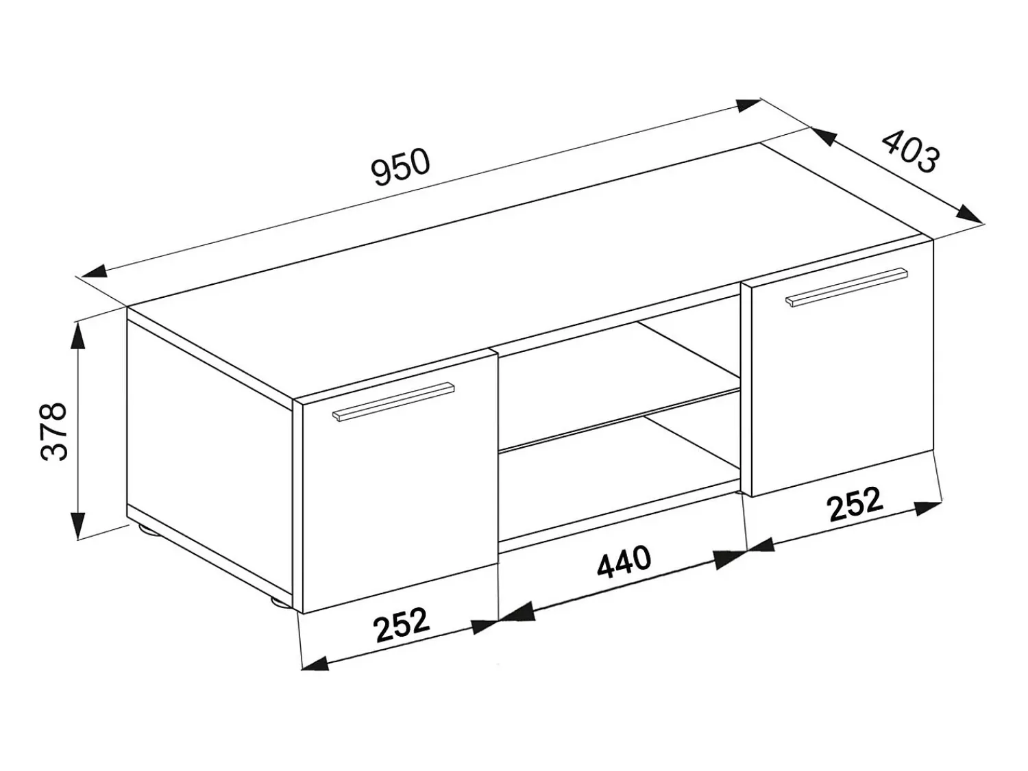 Online VCM Móveis de TV | Lowboard | Armário de TV | Dimensões A. 40 x L. 95 x P. 36 cm | Fernseh Furniture - Lowina (Branco) Multicor