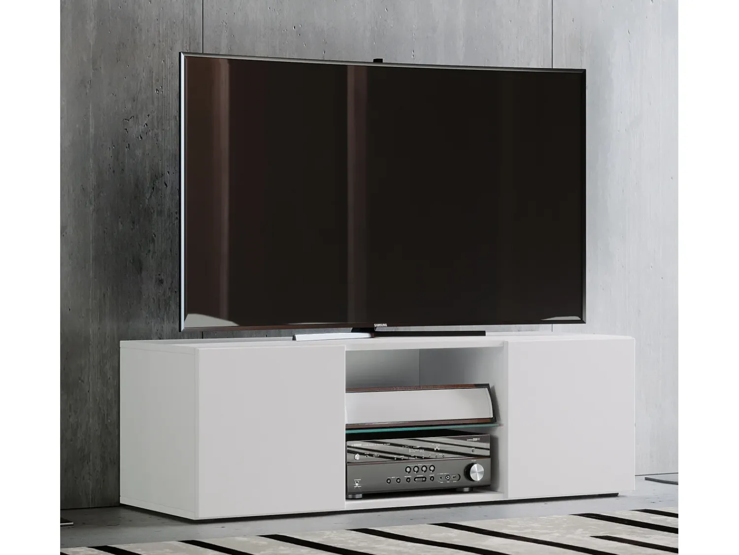 Online VCM Móveis de TV | Lowboard | Armário de TV | Dimensões A. 40 x L. 95 x P. 36 cm | Fernseh Furniture - Lowina (Branco) Multicor