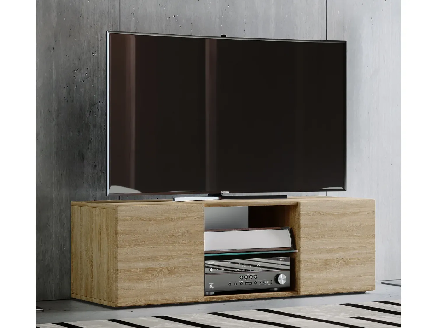 VCM Móveis de TV | Lowboard | Armário de TV | Dimensões A. 40 x L. 115 x P. 36 cm | Fernseh Furniture - Lowina (Preto)^ Móvel De Tv