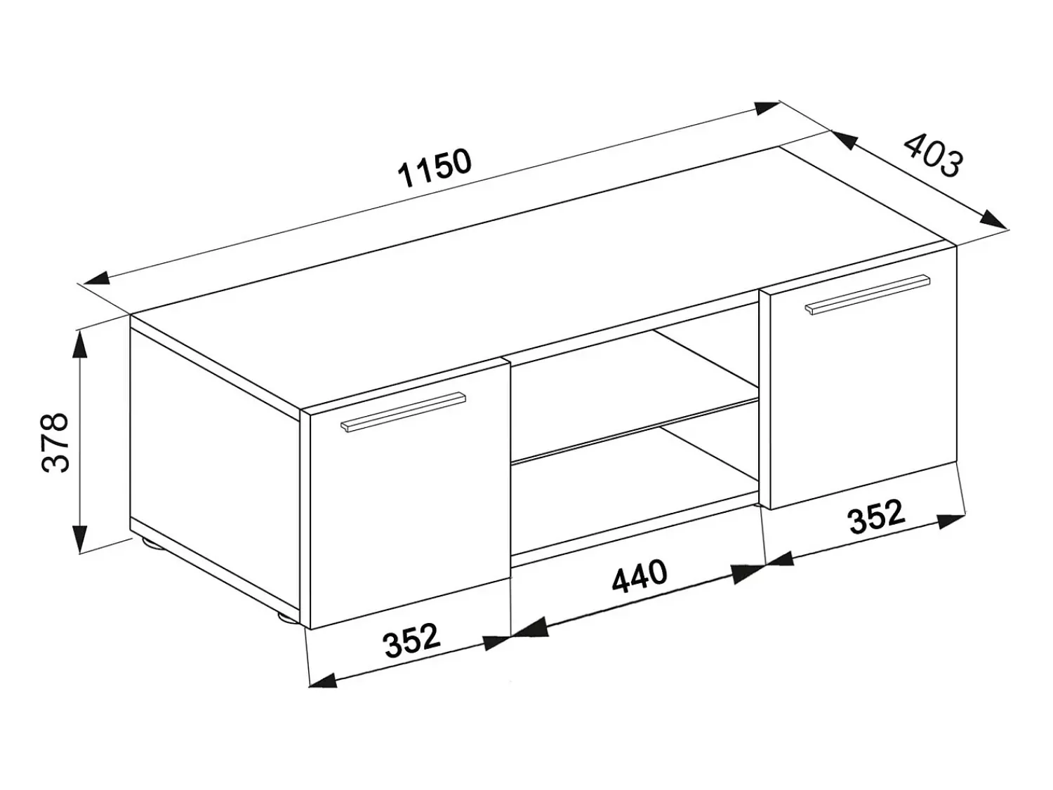 VCM Móveis de TV | Lowboard | Armário de TV | Dimensões A. 40 x L. 115 x P. 36 cm | Fernseh Furniture - Lowina (Preto)^ Móvel De Tv