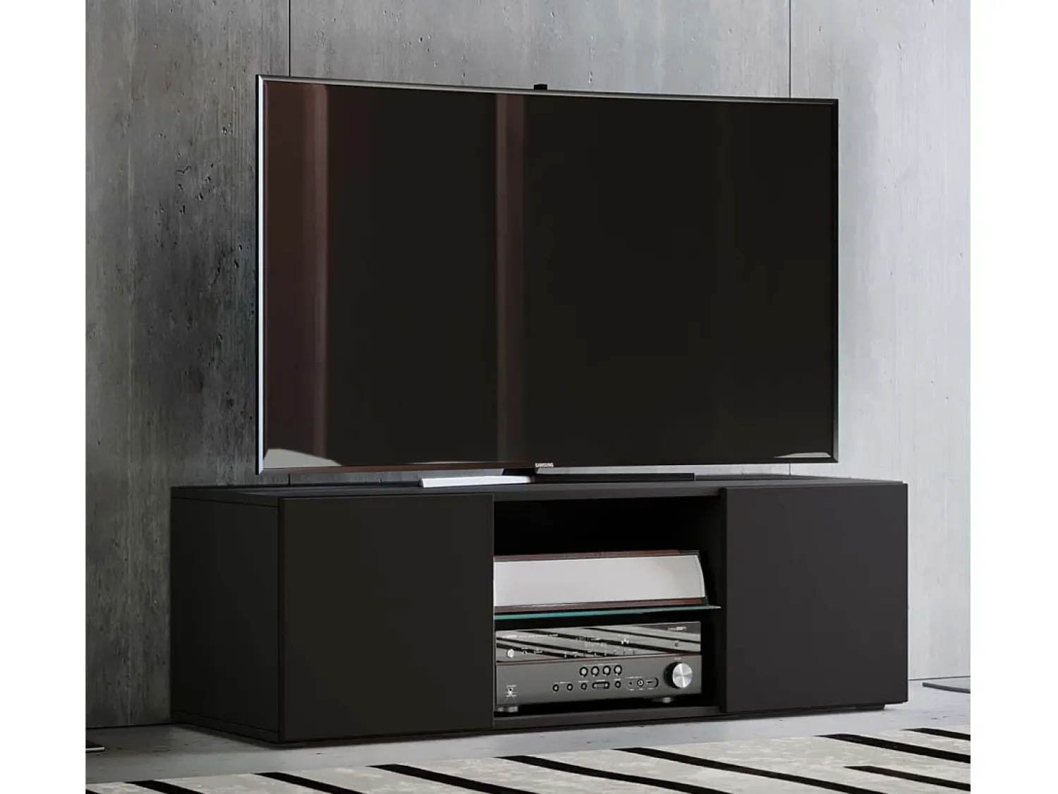 VCM Móveis de TV | Lowboard | Armário de TV | Dimensões A. 40 x L. 115 x P. 36 cm | Fernseh Furniture - Lowina (Preto)^ Móvel De Tv