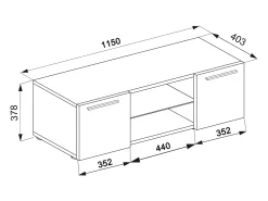 VCM Móveis de TV | Lowboard | Armário de TV | Dimensões A. 40 x L. 115 x P. 36 cm | Fernseh Furniture - Lowina (Preto)^ Móvel De Tv