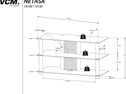 VCM Móveis de TV | Lowboard | Encaminhamento por cabo | Dimensões A. 45 x L. 95 x P. 40 cm | Fernseh Furniture - Netasa (vidro preto)^ Móvel De Tv