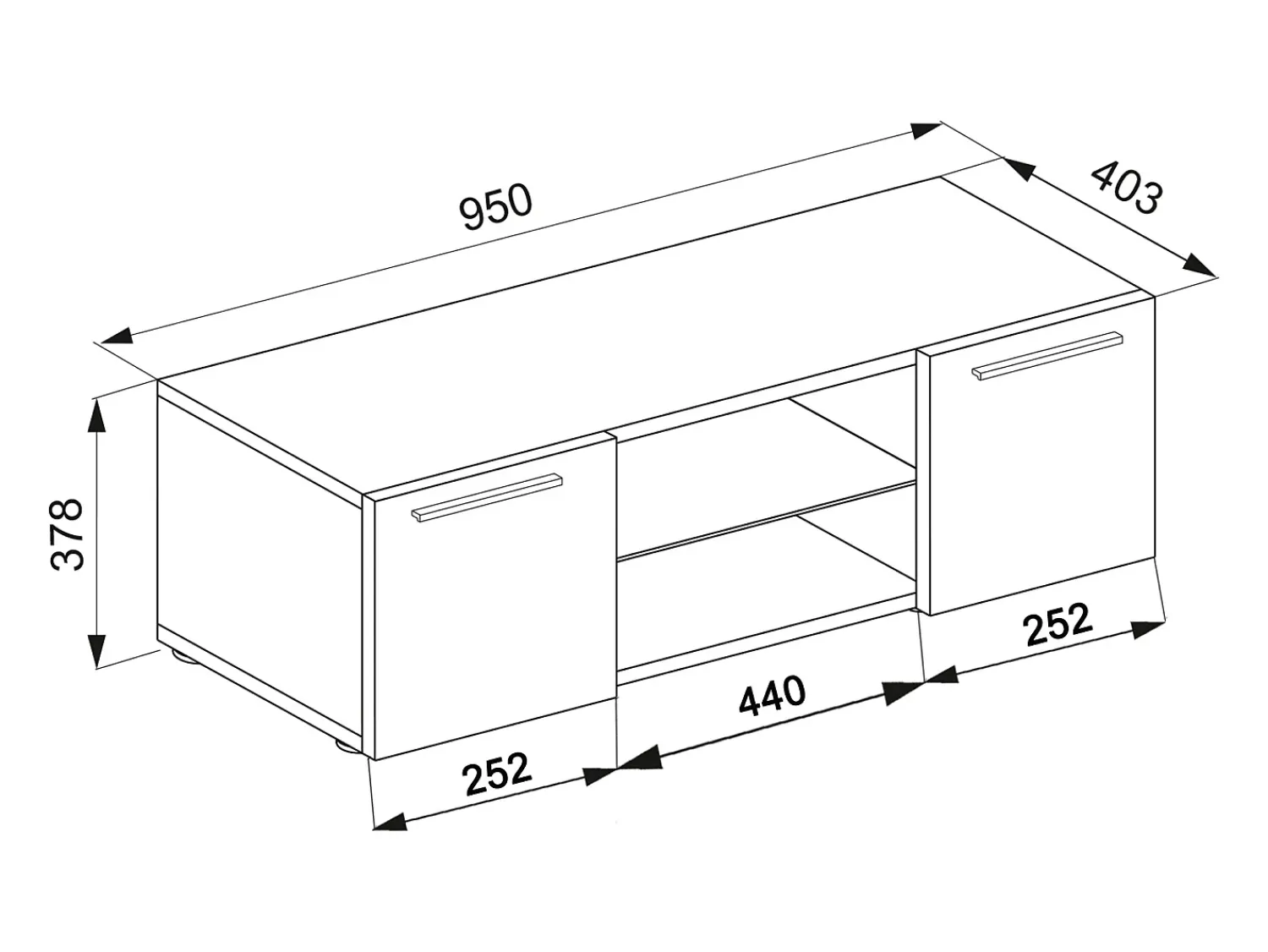 Móvel De Tv|VCM Móveis de TV | Lowboard | Armário de TV | Dimensões A. 40 x L. 95 x P. 36 cm | Fernseh Furniture - Lowina (Sonoma Oak) Multicor