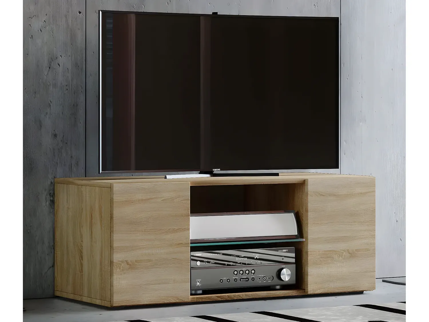 Móvel De Tv|VCM Móveis de TV | Lowboard | Armário de TV | Dimensões A. 40 x L. 95 x P. 36 cm | Fernseh Furniture - Lowina (Sonoma Oak) Multicor