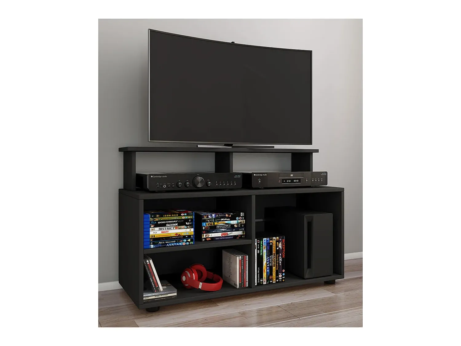 Clearance VCM Móveis de TV | Lowboard | Prateleira de TV com espaço de armazenamento suficiente | Dimensões A. 59 x L. 90 x P. 36 cm | Fernseh Furniture - Balansia (Black) Multicor
