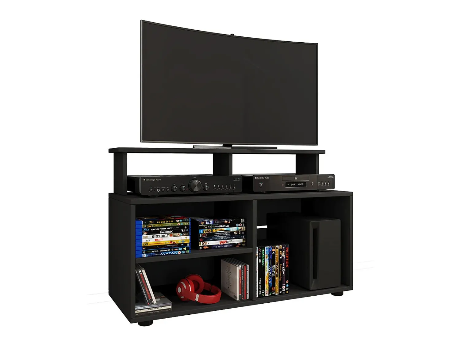 Clearance VCM Móveis de TV | Lowboard | Prateleira de TV com espaço de armazenamento suficiente | Dimensões A. 59 x L. 90 x P. 36 cm | Fernseh Furniture - Balansia (Black) Multicor