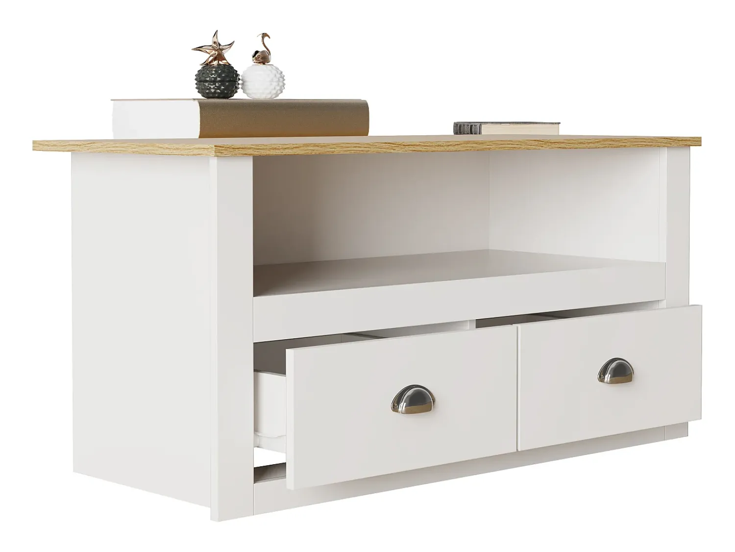 VCM Móveis de TV | Lowboard | Prateleira de TV com espaço de armazenamento suficiente | Dimensões A. 54 x L. 99 x P. 44 cm | Fernseh Furniture – Balusa (Branco)^ Móvel De Tv