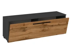Móvel De Tv*VCM Móveis de TV | Lowboard | Armário de TV com porta dobrável larga | Dimensões A. 39 x L. 115 x P. 40 cm | Fernseh Furniture – Arila M (Anthracite / Honey Oak) Multicor