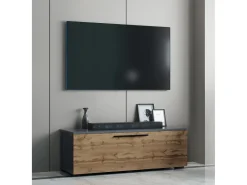 Móvel De Tv*VCM Móveis de TV | Lowboard | Armário de TV com porta dobrável larga | Dimensões A. 39 x L. 115 x P. 40 cm | Fernseh Furniture – Arila M (Anthracite / Honey Oak) Multicor
