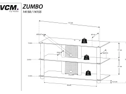 Best VCM Móveis de TV | Lowboard | Encaminhamento por cabo | Dimensões A. 45 x L. 112 x P. 40 cm | Fernseh Furniture - Zumbo Multicor