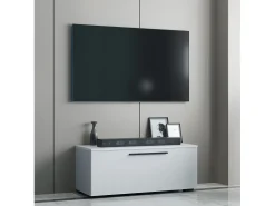 Online VCM Móveis de TV | Lowboard | Armário de TV com porta dobrável larga | Dimensões A. 39 x L. 95 x P. 40 cm | Fernseh Furniture – Arila S (Branco) Multicor
