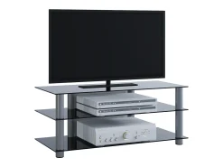 New VCM Móveis de TV | Lowboard | Encaminhamento por cabo | Dimensões A. 45 x L. 112 x P. 40 cm | Fernseh Furniture - Zumbo (vidro preto) Multicor