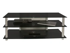 New VCM Móveis de TV | Lowboard | Encaminhamento por cabo | Dimensões A. 45 x L. 112 x P. 40 cm | Fernseh Furniture - Zumbo (vidro preto) Multicor