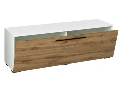Discount VCM Móveis de TV | Lowboard | Armário de TV com porta dobrável larga | Dimensões A. 39 x L. 115 x P. 40 cm | Fernseh Furniture – Arila M (White / Honey Oak) Multicor