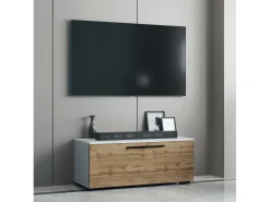VCM Móveis de TV | Lowboard | Armário de TV com Porta Dobrável Larga | Dimensões A. 39 x L. 95 x P. 40 cm | Fernseh Móveis – Arila S (Carvalho Branco / Mel)^ Móvel De Tv