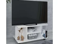 VCM Móveis de TV | Lowboard | Prateleira de TV com rodízios | Dimensões A. 40 x L. 80 x P. 40 cm | Fernseh Mobiliário - Findalo (Branco)^ Móvel De Tv