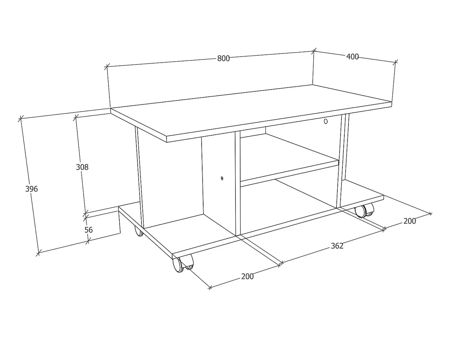 VCM Móveis de TV | Lowboard | Prateleira de TV com rodízios | Dimensões A. 40 x L. 80 x P. 40 cm | Fernseh Mobiliário - Findalo (Branco)^ Móvel De Tv