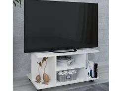 VCM Móveis de TV | Lowboard | Prateleira de TV com rodízios | Dimensões A. 40 x L. 80 x P. 40 cm | Fernseh Mobiliário - Findalo (Branco)^ Móvel De Tv