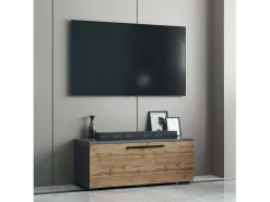 Móvel De Tv*VCM Móveis de TV | Lowboard | Armário de TV com porta dobrável larga | Dimensões A. 39 x L. 95 x P. 40 cm | Fernseh Furniture – Arila S (Anthracite / Honey Oak) Multicor