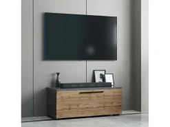 Móvel De Tv*VCM Móveis de TV | Lowboard | Armário de TV com porta dobrável larga | Dimensões A. 39 x L. 95 x P. 40 cm | Fernseh Furniture – Arila S (Anthracite / Honey Oak) Multicor