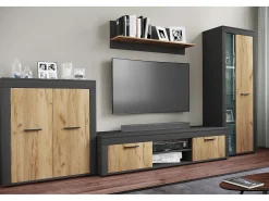 Móvel De Tv|VCM Móveis de TV | Lowboard | Prateleira TV | Dimensões A. 37 x L. 160 x P. 45 cm | Fernseh Furniture – Usilo XL (Anthracite / Honey Oak) Multicor