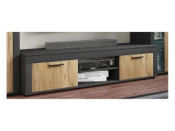 Móvel De Tv|VCM Móveis de TV | Lowboard | Prateleira TV | Dimensões A. 37 x L. 160 x P. 45 cm | Fernseh Furniture – Usilo XL (Anthracite / Honey Oak) Multicor