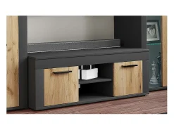 VCM Móveis de TV | Lowboard | Prateleira TV | Dimensões A. 37 x L. 102 x P. 45 cm | Fernseh Furniture – Usilo L (Anthracite / Honey Oak)^ Móvel De Tv