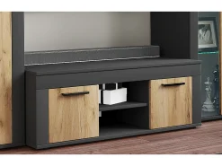 VCM Móveis de TV | Lowboard | Prateleira TV | Dimensões A. 37 x L. 102 x P. 45 cm | Fernseh Furniture – Usilo L (Anthracite / Honey Oak)^ Móvel De Tv